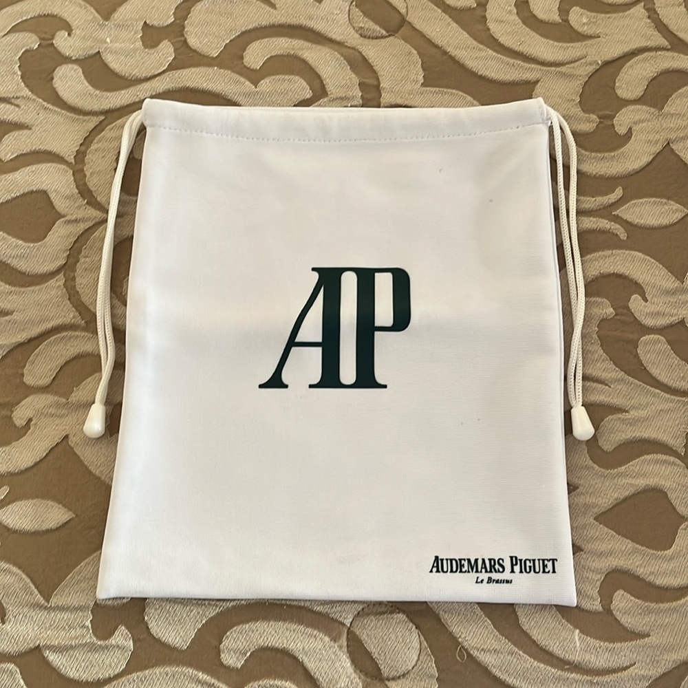 NWOT Audemars Piguet white drawstring travel bag